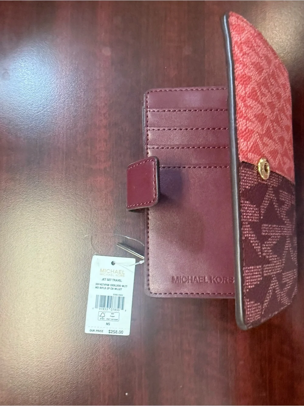 Michael Kors Jet Set Travel Medium Signature Logo Billfold Wallet - NWT